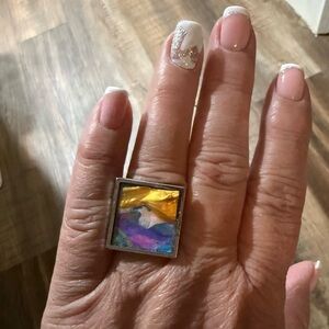 Vibrant Multicolor Square Ring